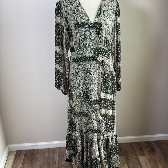 Lulus Field of Flowers Green Multi Print Long Sleeve Maxi Dress Size M - Picture 3 of 16